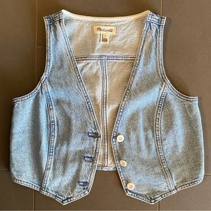 Madewell cotton hemp denim Katrina crop vest top | size 4